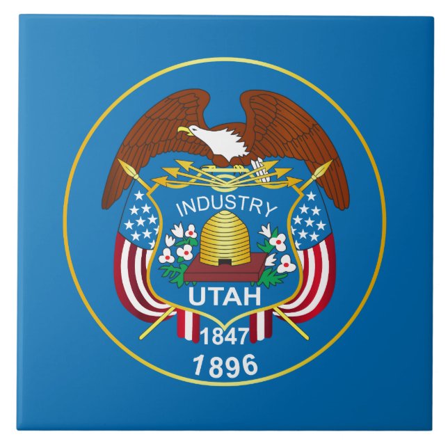 Azulejo De Cerámica Bandera del Estado de Utah (Frente)