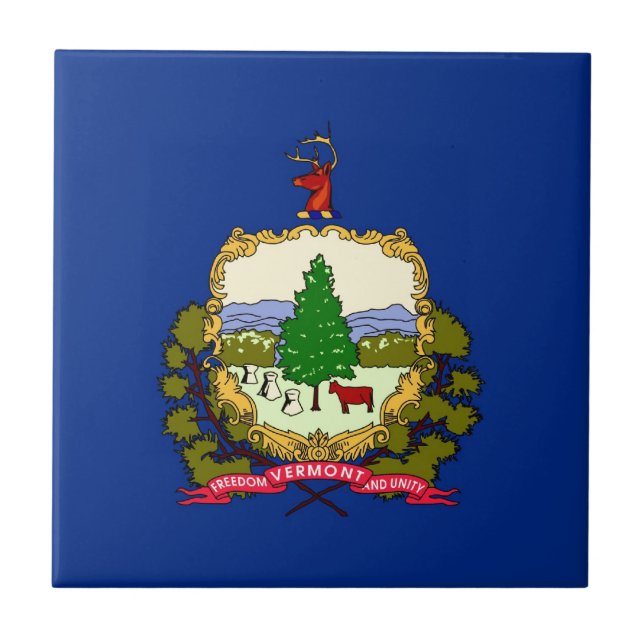 Azulejo De Cerámica Bandera del estado de Vermont (Frente)