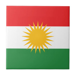 Azulejo De Cerámica Bandera del Kurdistan (Kurdistan o Alaya Rengîn d