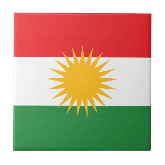 Azulejo De Cerámica Bandera del Kurdistan (Kurdistan o Alaya Rengîn de (Frente)