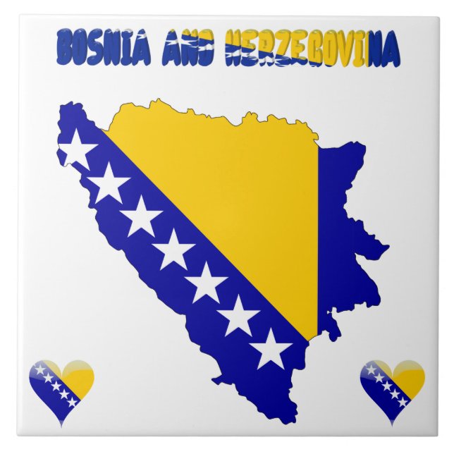 Azulejo De Cerámica Bandera del país bosnio (Frente)