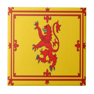 Azulejo De Cerámica Bandera desenfrenada del león rojo de Escocia