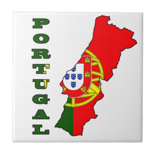 Azulejo De Cerámica Bandera en el mapa de Portugal