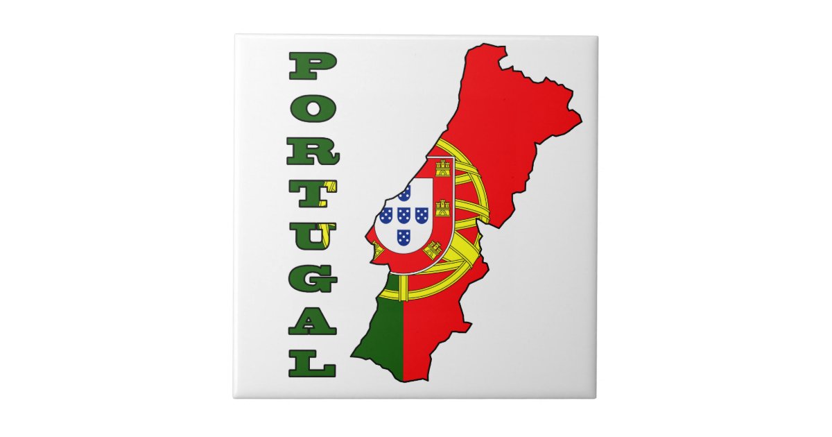 Azulejo De Ceramica Bandera En El Mapa De Portugal Zazzle Es