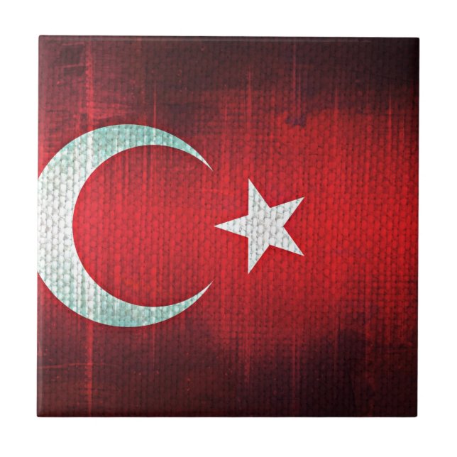Azulejo De Cerámica Bandera estilizada de Turquía (Frente)