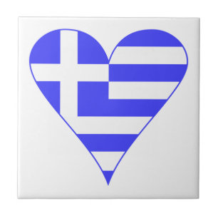 Azulejo De Cerámica Bandera Griega Corazón Funky