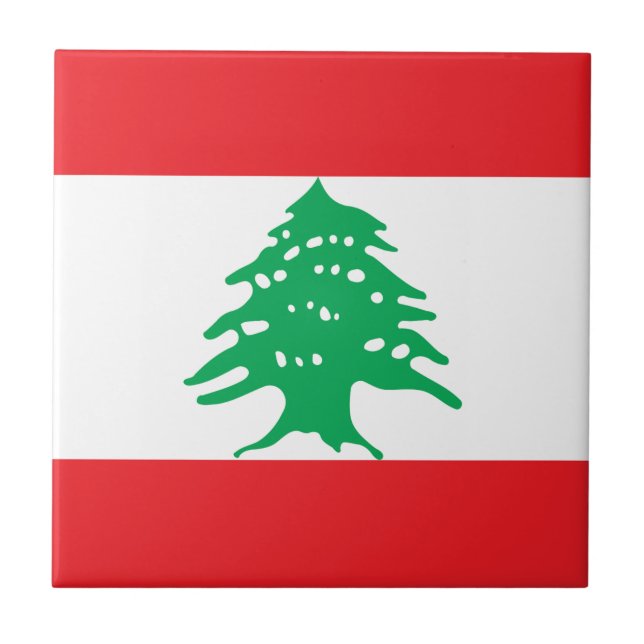 Azulejo De Cerámica Bandera libanesa - bandera del علملبنان de Líbano (Frente)