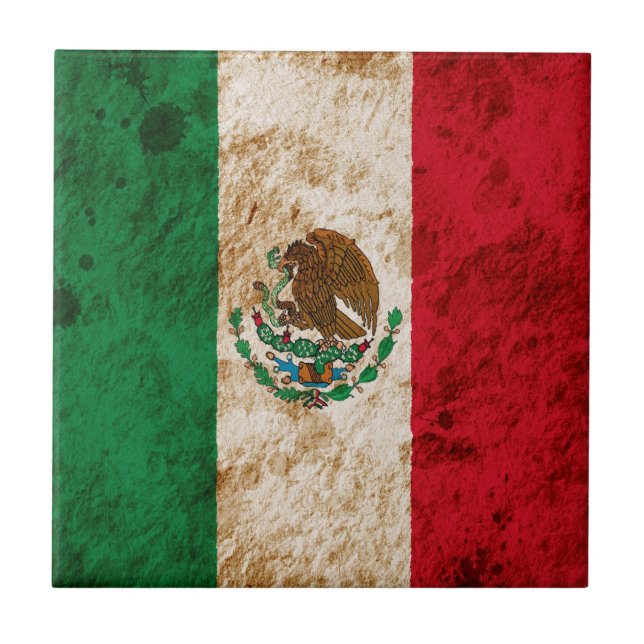 Azulejo De Cerámica Bandera mexicana rugosa (Frente)
