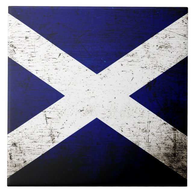 Azulejo De Cerámica Bandera negra de Escocia del Grunge (Frente)
