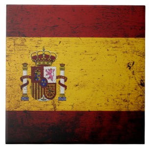 Azulejo De Cerámica Bandera negra de España del Grunge