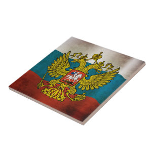 Azulejo De Cerámica Bandera ondeando de Rusia