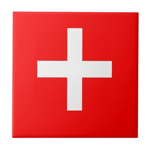 Azulejo De Cerámica Bandera suiza (Frente)