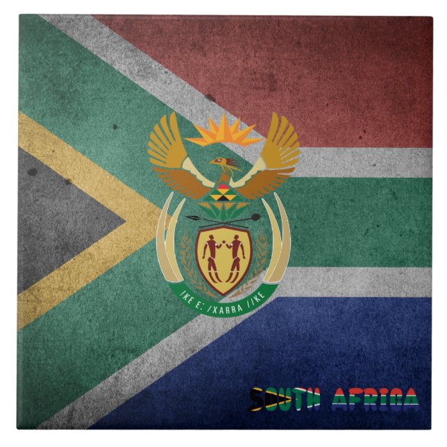 Azulejo De Cerámica Bandera surafricana (Frente)