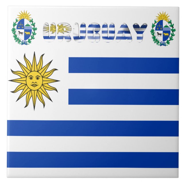Azulejo De Cerámica Bandera uruguaya (Frente)