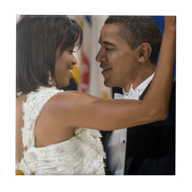 Azulejo De Cerámica Barack y Michelle Obama (Frente)