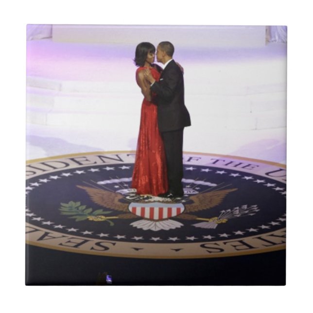 Azulejo De Cerámica Barack y Michelle Obama (Frente)