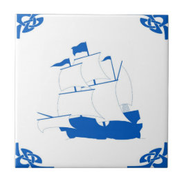 Azulejo De Cerámica Barco holandés azul