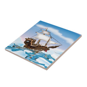 Azulejo De Cerámica Barco para romper el hielo