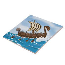Azulejo De Cerámica Barco Vikingo