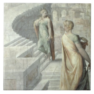 Azulejo De Cerámica Bathsheba que visita a David, c.1553