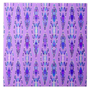Azulejo De Cerámica Batik tribal - Lavanda, azul y violeta