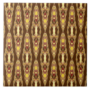 Azulejo De Cerámica Batik tribal - Marrón chocolate y beige