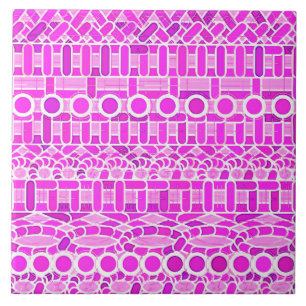 Azulejo De Cerámica Batik tribal - tonos de orquídea y violeta