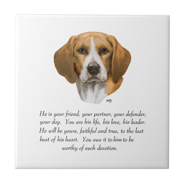 Azulejo De Cerámica Beagle Keepsake MALE (Frente)