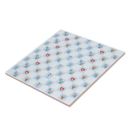 Azulejo De Cerámica Bebés y bichos azules
