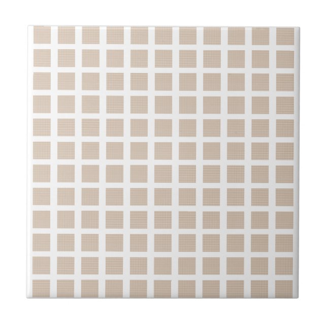 Azulejo de cerámica beige raya cuadrada (Frente)