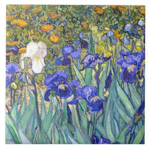 Azulejo De Cerámica Bello Artes floral del vintage de los iris de