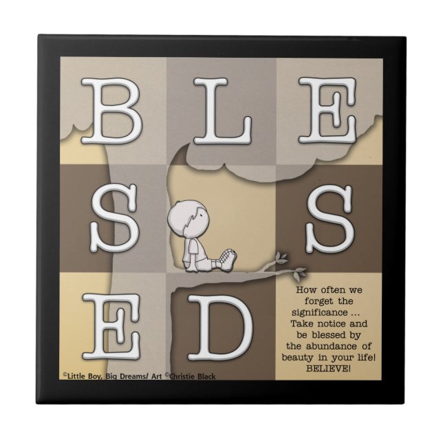 Azulejo De Cerámica Bendecido por la abundancia de belleza (Frente)