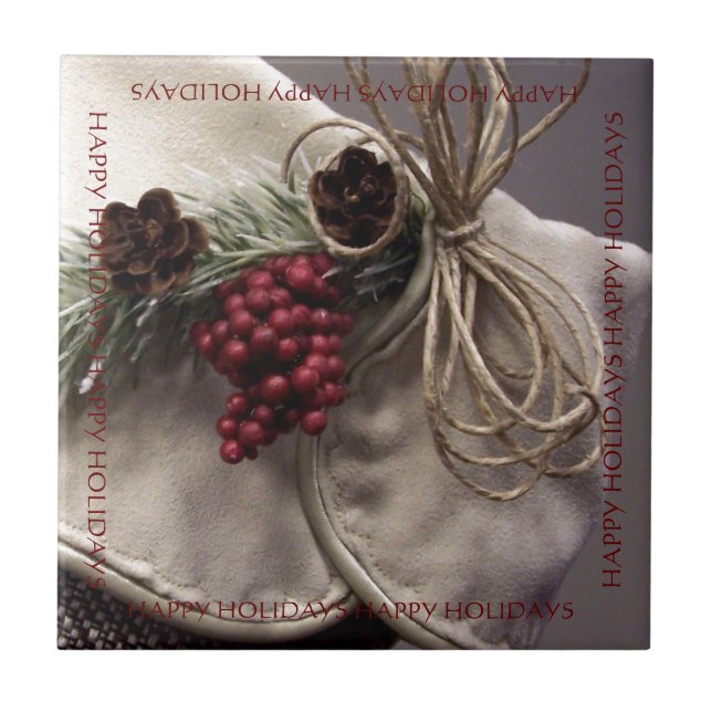 Azulejo De Cerámica Berries y Pinecones (Frente)