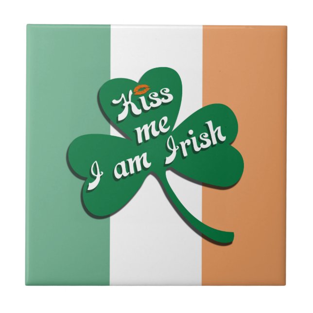 Azulejo De Cerámica Bésame soy irlandés (Frente)
