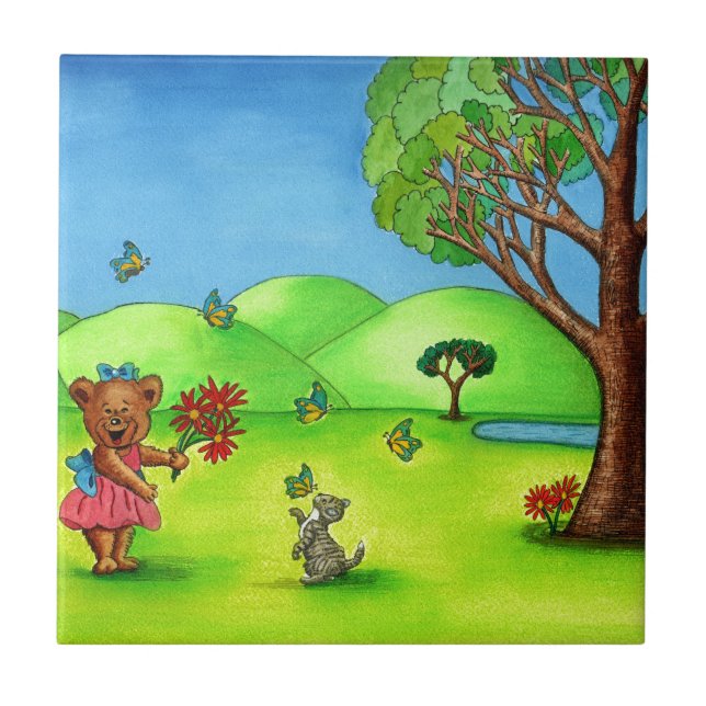 Azulejo De Cerámica Besos de mariposa (Frente)