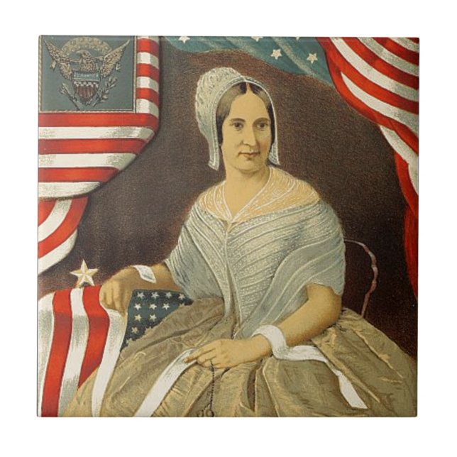 Azulejo De Cerámica Betsy Ross: el primer retrato de la bandera estado (Frente)