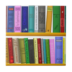 Azulejo De Cerámica biblioteca de libros estantes leyendo