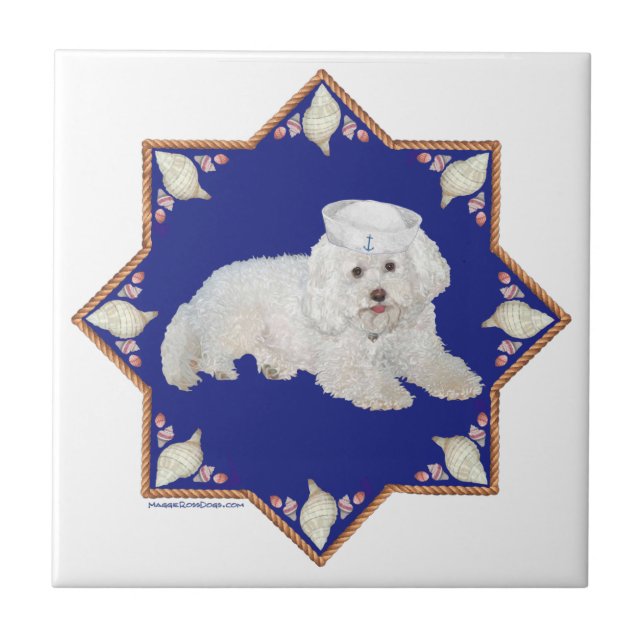 Azulejo De Cerámica Bichon Frise Náutico (Frente)