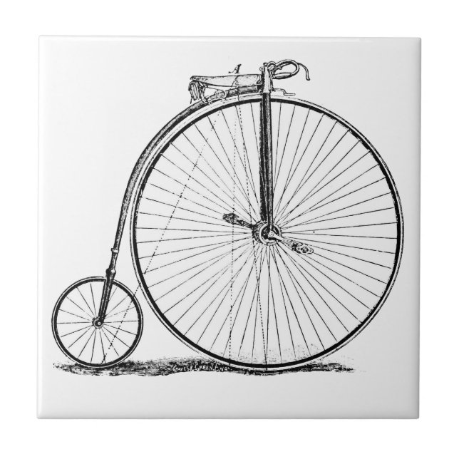Azulejo De Cerámica Bicicleta de rueda alta Penny Farthing (Frente)