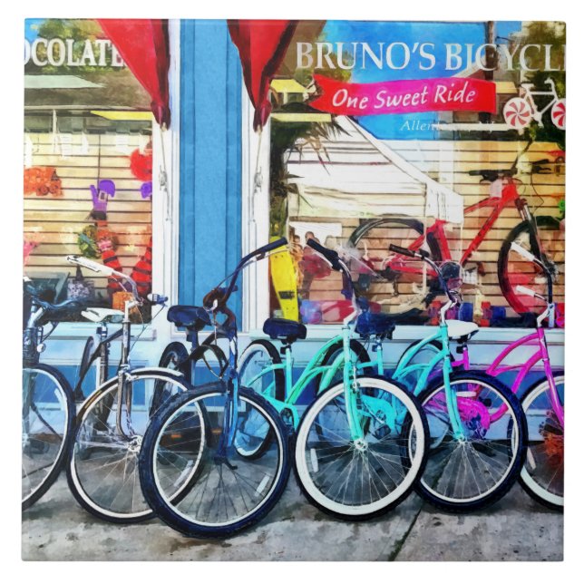 Azulejo De Cerámica Bicicletas y chocolate (Frente)