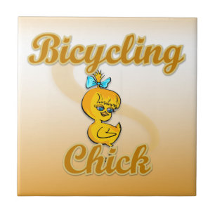 Azulejo De Cerámica Bicycling Chick