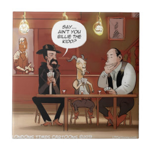Azulejo De Cerámica ¿Billy The Kid? Dibujo divertido de cabra