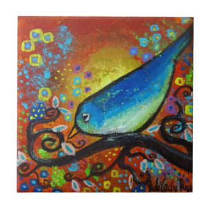 Azulejo De Cerámica Bird III~Days End Tile Coaster