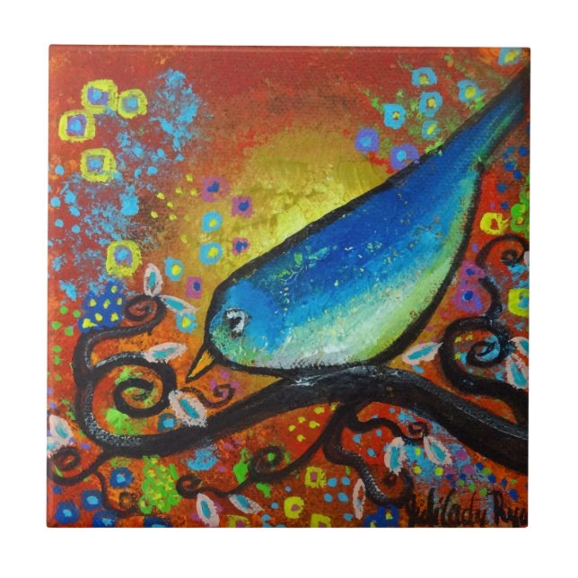 Azulejo De Cerámica Bird III~Days End Tile Coaster (Frente)