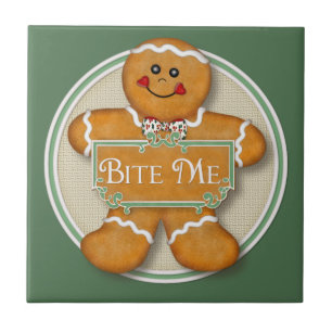 Azulejo De Cerámica Bite Me Gingerbread Man