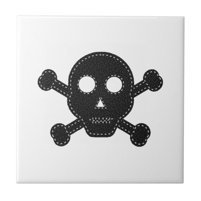 Azulejo De Cerámica Black Felt Skull (Frente)