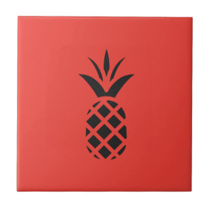 Azulejo De Cerámica Black Pine Apple en rojo