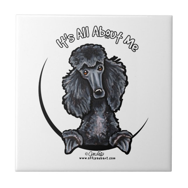 Azulejo De Cerámica Black Standard Poodle IAAM (Frente)