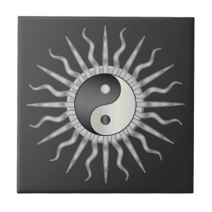 Azulejo De Cerámica Black Starburst Yin Yang