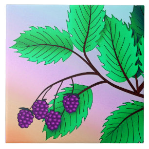 Azulejo De Cerámica Blackberries en una rama
